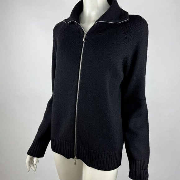 Amina Rubinacci Italy Full Zip Cardigan Women 48‎ US 8 EUC Long Sleeve Collared - Picture 2 of 11
